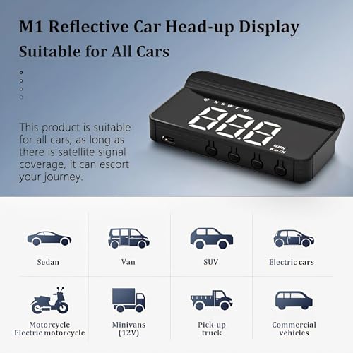 Proyector de pantalla para parabrisas: conduce seguro con el velocímetro GPS blanco 5