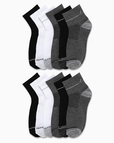 Image of Tommy Hilfiger Womens Quarter Socks - 12 Pack Athletic Performance Cushioned Running Socks for Women with Arch Support