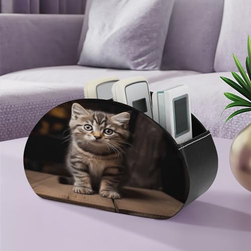 Support de télécommande multifonction et organiseur de bureau 5 cases en cuir