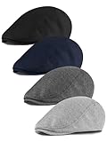 KUTTOR 4 Pieces Newsboy Men's Hat - Flat Cap Soft Stretch Fit Men's Cap - Cabbie Hunting Cap - Ivy Hat for Men - Outdoor