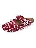  CLINIC DRESS - Damen-Clog Rot Gepunktet Polka Dots rot/weiß, Motiv Polka Dots 38
