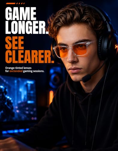 Image of TIJN Blue Light Blocking Glasses Dual AR Coatings Amber Orange Lens for Computer Gaming
