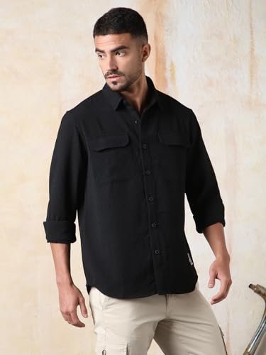 Image of High Star Men's Full Sleeve Double Pocket Shirt | Stylish Casual Shirt for Men | Trendy & Comfortable