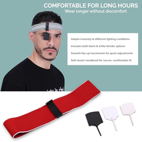 Image of Pardini Shooting Headband Eye Blinder | Adjustable ISSF Standard Design with 2 Flippable Blinds for Archery & Pistol Sports | Enhanced Focus & Eye Protection | Lightweight & Comfortable Fit