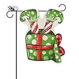 Elf Garden Flag - Funny Christmas Garden Flag Decoration Flag Vertical Burlap Double Sided Yard Welcome Flag Seasonal Xmas for Festival Holiday Winter Decorations Gifts 12.5 * 18 Inch