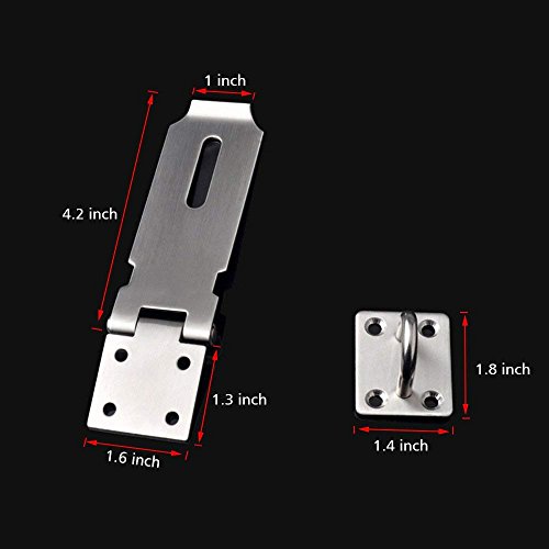 Image of Padlock Hasp 4.2 Inch Safety Door Bolt Gate Latches Padlock Hasp Stainless Steel Brushed Finish Door Buckle Clasp(5Pack)