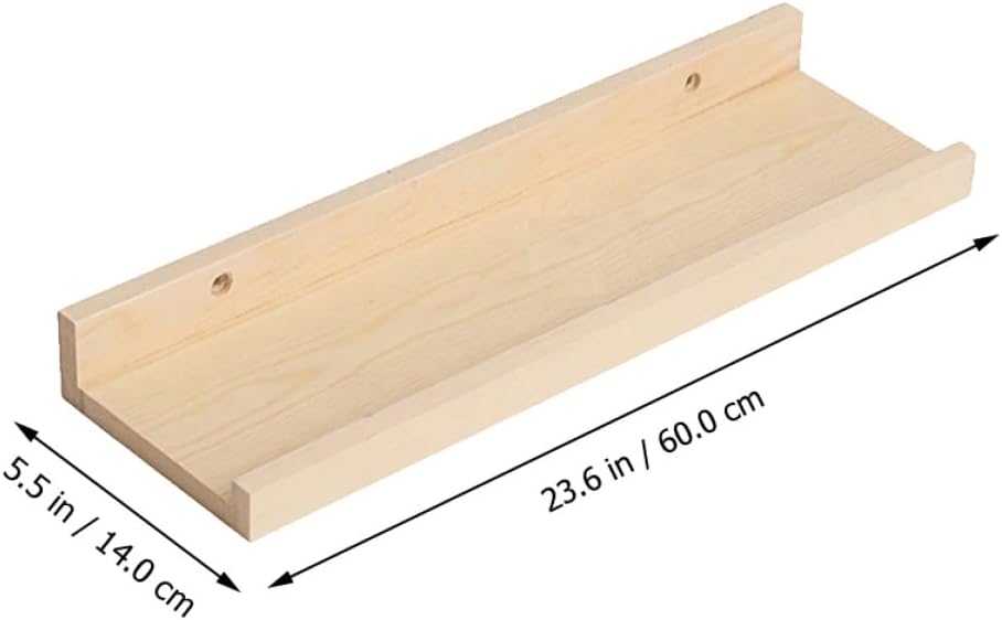 Wooden Wall Shelf 60x14cm Floating Shelf Rack Multi-Function Household Sundries Storage Rack Living Room Bathroom Kitchen Organizer