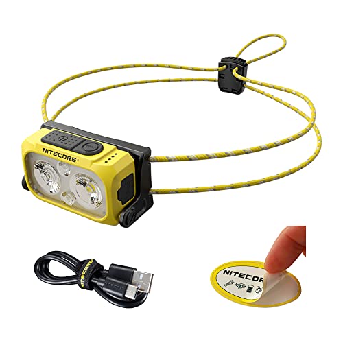 Nitecore NU21 Running Headlamp, 360 Lumen Ultralight USB Rechargeable with White and Red LEDs and a Sticker (Yellow)