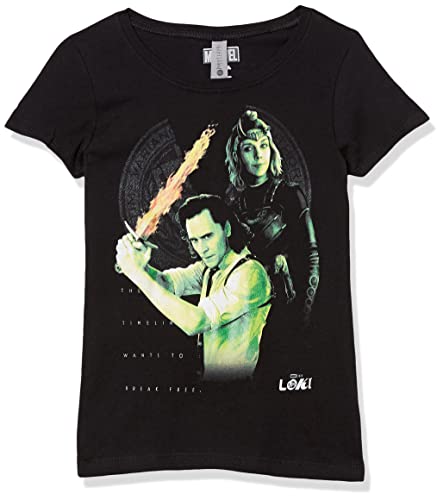 T-shirt Marvel Girl Time Heroes noir vêtement coton fille taille L