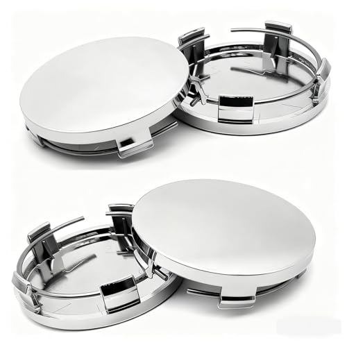 KoiLuvGo 4PCS Car Wheel Hub Center Cap, 2.36" x 2.2" Wheel Hub Modification Decoration, ABS Snap-in Vehicle Rim Hub Caps, Wheel Hub Accessories Universal for Most Cars (Silver)