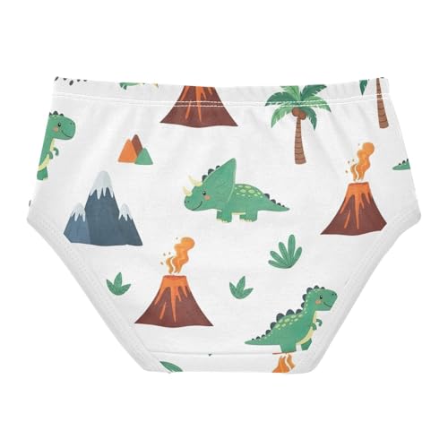 Girls Briefs, Cute Cartoon Dinosaurs White Toddler Girl Panties, Girls Underwear Cotton, 2T–8 Years2