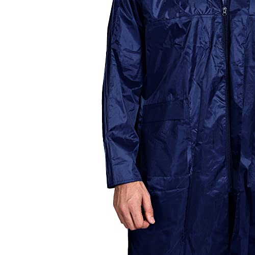 Image of Men's Polyester Double-Layer Long Raincoat Poncho with Pockets, Adjustable Cap and Cover