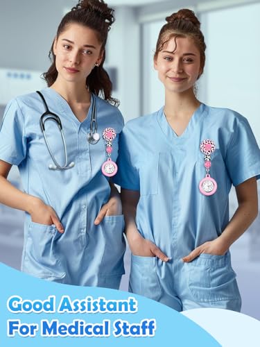 Image of Plifal Nurse Watch Nursing Pocket Badge Fob with Second Hand - Retractable Clip On Clock with Secondhand for Medical Staff Women Men