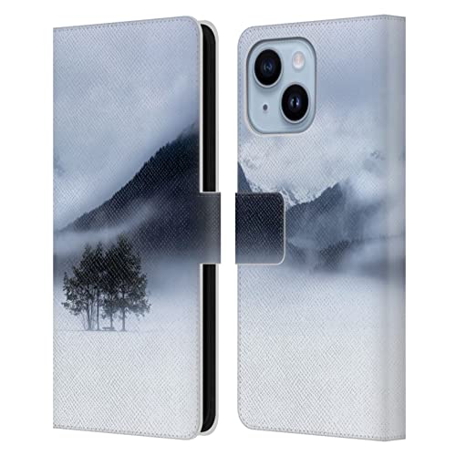 Housse iPhone 14 Plus paysage de montagne arbre brumeux et rangements