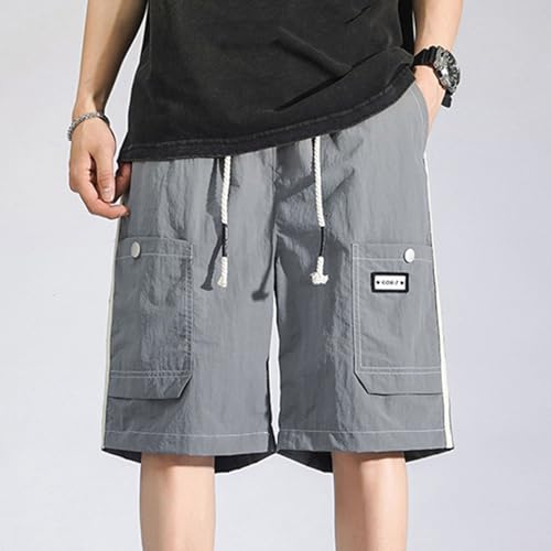 Image of Men's Cargo Shorts Elastic Waist Adjustable Drawstring Lightweight Loose Fit Casual Shorts Summer Knee Length Pants