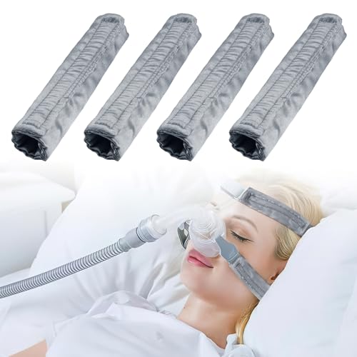 Image of 4 Pack Satin Mask Strap Covers, Face Cushion Cover for Strap Headgear, Universal and Reusable Comfort Pads, C Papa Accessories & Supplies Mask Cover Headgear Pads for Reducing Red Marks (Gray)
