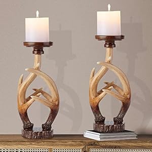 Rustic Farmhouse Antlers Candle Holder Set of 2 Decor for Living Room Bedroom House Dinner Wedding Party Valentine's Day Cottage Christmas Rustic Farmhouse Antlers Candle Holder Set of 2 Decor for Living Room Bedroom House Dinner Wedding Party Valentines Day Cottage Christmas