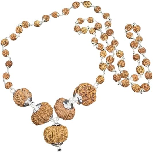 Mala de Rudraksha para Navagraha Shanti de plata pura