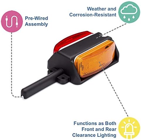 Lumitronics Pre-Wired Left Fender Clearance Trailer Light Assembly (Amber/Red)