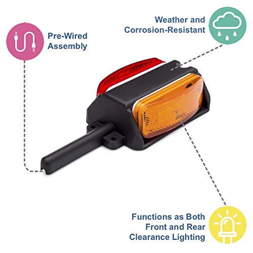 Lumitronics Pre-Wired Left Fender Clearance Trailer Light Assembly (Amber/Red) #TOP2