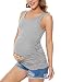 Liu & Qu Maternity Basic Tank Top Mama Clothes Neck Sleeveless Tops Women's Solid Side Ruching Vest Gray S