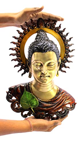 Image of ESPLANADE Brass Buddha Face Antique Wall Hanging | Wall Mount Buddha Face Idol Figurine | Home Room Decor | Multicolor - 15.5 inch Inches (Big Size)