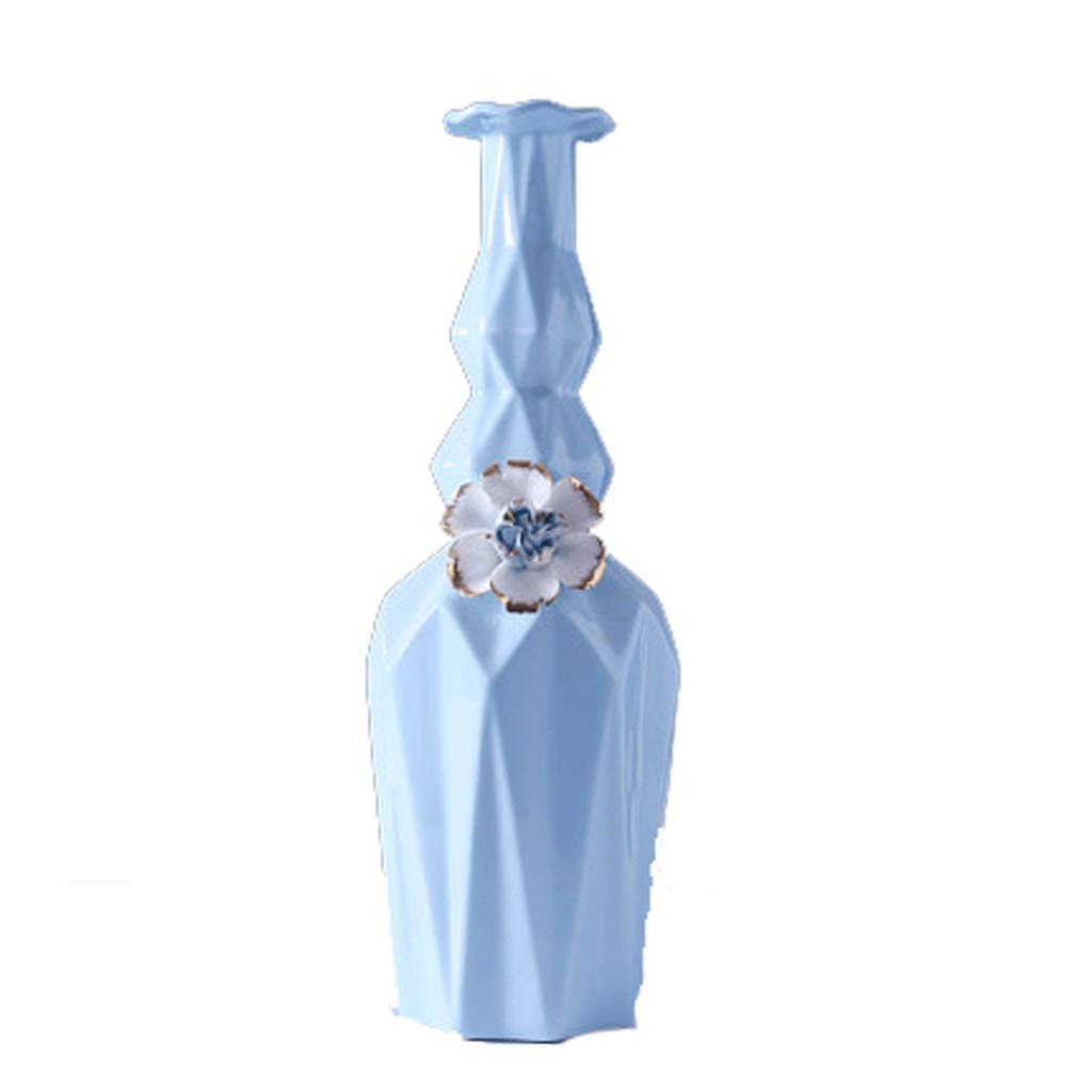 Vase en céramique bleu de 38.5cm au design créatif pour porche chic