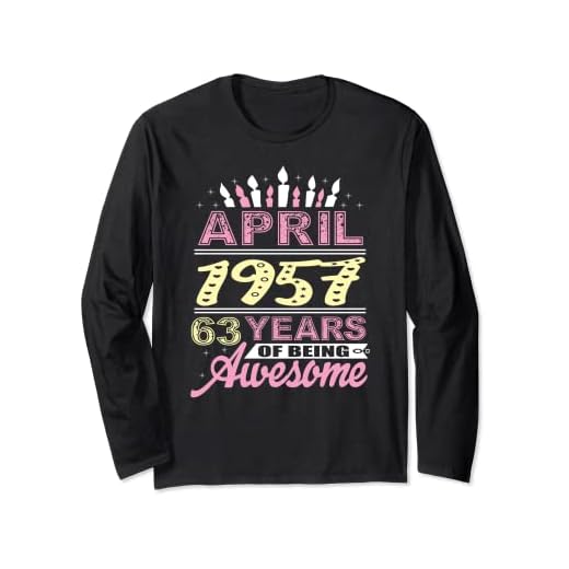 Abril 1957 63 años Regalo de edad Fiesta de vela de cumpleaños 63 Manga Larga