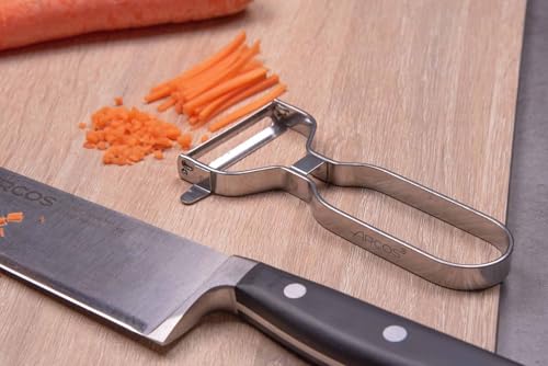 Miniatura 4 de Arcos Pelador Profesional 130mm En Acero Inoxidable Cromado Para Pelar Frutas Y Verduras. Utensilio De Cocina Para Cortes Finos. Gadget Chef Con Diseño Ergonómico. Color Plata