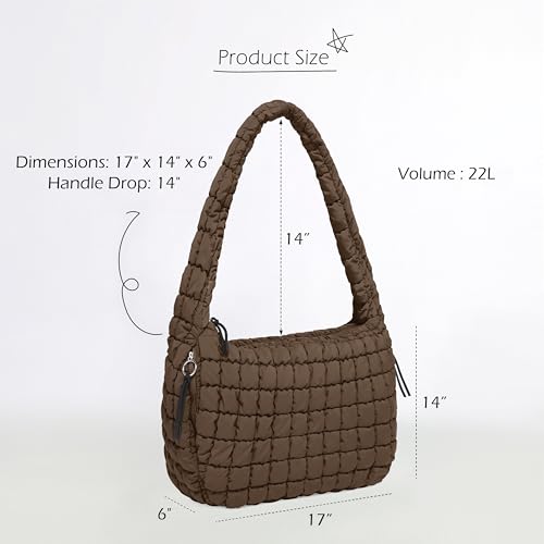 Image of ODODOS Quilted Carryall Tote Bag for Women Crossbody Hobo Lightweight Padding Shoulder Bag