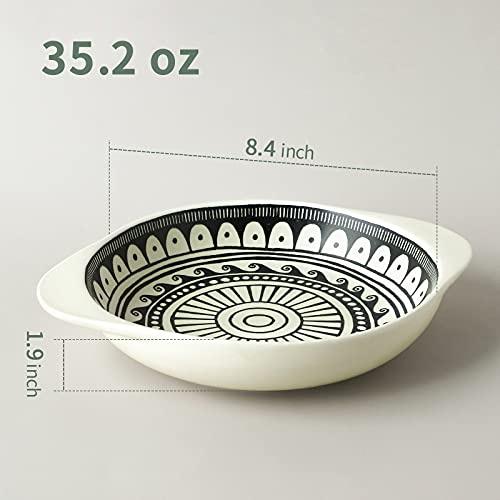 Zonesum Pasta Bowls With Handles, 35 Ounce Pasta Bowls Set Of 4, Large And Deep Salad Soup Dishwasher & Microwave Safe, Sturdy Chili Pasta Serving Bowls (Mixed Graffiti) #TOP2