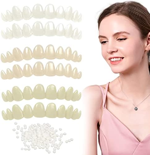 Tooth Repair Kit，Temporary Natural Shade Fake Teeth Filling The Gap, Temporary Replace The Missing or Broken Tooth-6Pcs(A)