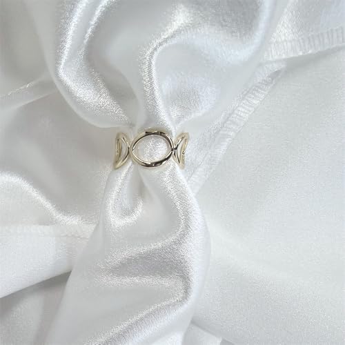 Image of Round Infinity Silk Scarf Ring Brooch for Women Fashion Circle Chain Shawl Scarves Buckle Clip Brooches Band Rings Size 12 Dainty Dress Accessories Jewelry