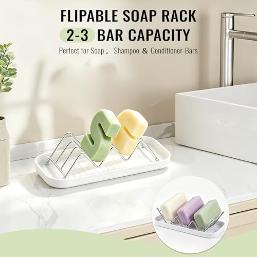 Image of Wavy Soap Dish for Shower，Stainless Steel Self Draining Shampoo Bar Holder with Drip Tray，Rustproof Quick Dry Organizer for Shampoo Bars Conditioner Bars & Bar Soap，Bathroom Kitchen Sink