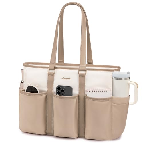 LOVEVOOK Work Tote Bag, 15.6 Inch Laptop Bag for Women Teacher Nurse Mom With Large Cup Holder, Utility Everything Bag For Travel College Daily, Large Computer Purse Handbag, Gift