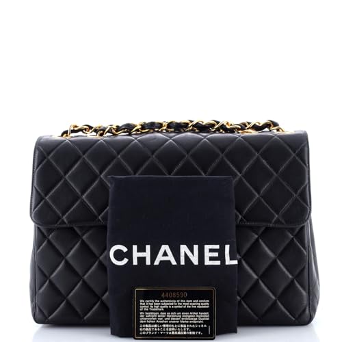 Pre-Loved Vintage Classic Single Flap Bag Quilted Lambskin Jumbo, Black2