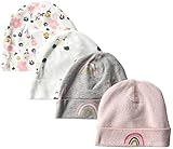 Gerber Baby Girls' 4-Pack Caps, Bear, 0-6 Months