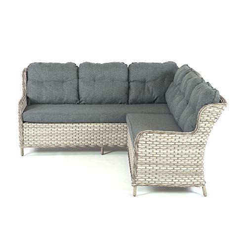 SunTime Callisto 7 Seater Garden Patio Rattan Corner Sofa Furniture Set with Adjustable Dining Glass Table (Grey) - Image 4