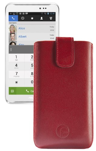 Original Favory ® Etui Tasche für / Asus Fonepad Note 6 / Leder Etui Handytasche Ledertasche Schutzhülle Hülle Hülle *Lasche mit Rückzugfunktion* In Rot