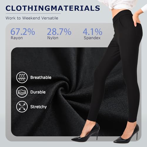 Image of Ginasy Dress Pants for Women, Pull-On Business Casual Leggings | Classic Colors; High-Rise Tummy Control; Stretch Knit Fabric; Pull-On Fit with Functional Pockets