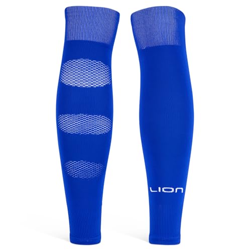 Performance Football Sock Sleeves - Premium LION BREATHE Technology - Breathable Mesh To Reduce Pressure On Calf Muscles (UK, Alpha, S, Royal Blue)