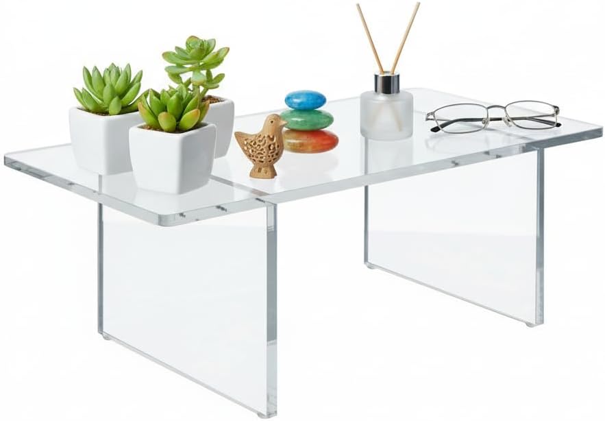 Azar Displays 515379 Acrylic Monitor Risers, Clear Showcase Shelf for Food, Dessert, Jewelry Display Stand, 22"W x 9"H 1/2"