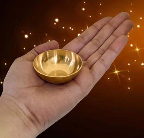 SATVIK Set of 6 Pure Brass Bhog Bowl Set for Pooja & Meditation | Indian Altar Supplies | Prasad Bowls for Diwali, Yoga, & Buddhist Offering | Durable & Decorative Brass Katori - Image 4
