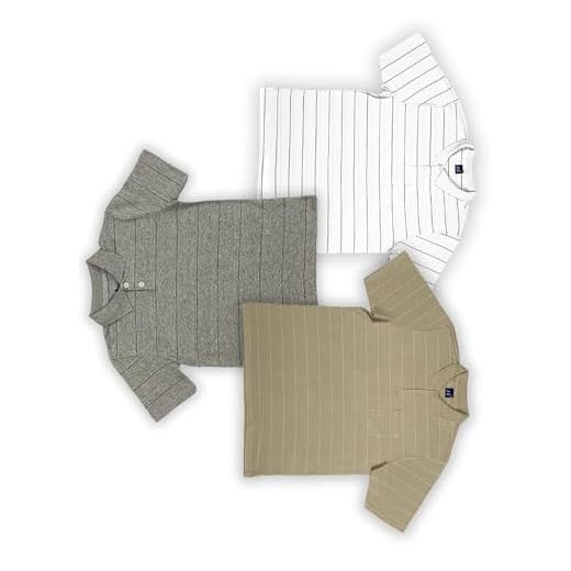 KIT de 3 Camisas Polo - Masculino 3 Peças - Polo Listrada Vinho, Cinza e Bege Tamanho:m