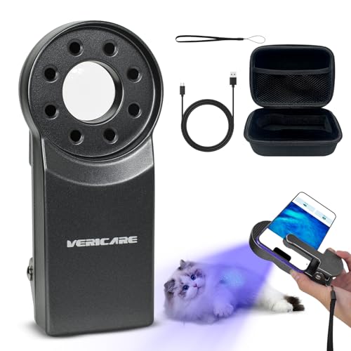 Image of Woods Lamp with Magnifying Glass, Rechargeable UV Flashlight Skin Analyzer, 365nm Ultraviolet Light LED Black Light for Pet Cat Urine Detection, Resin Curing, Cat Dog Ringworm