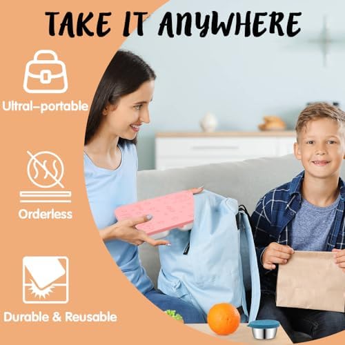Stainless Steel Bento Lunch Box Container Reusable 4 Compartments Metal Meal-Prep Containers Lunch Solution Food Storage Snacks Containers with Silicone Lids for Daycare,Outdoors,2pcs Dip Container 5 41Iv92Md9BL. AC