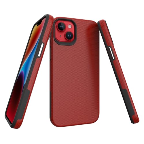 Image of NOXO Ultra-Hybrid Triangle Back Case Cover for iPhone 14, | Shockproof Design | Camera Protection | Soft TPU & Rugged PC | Bumper Case Cover for iPhone 14, (Scarlet Red)