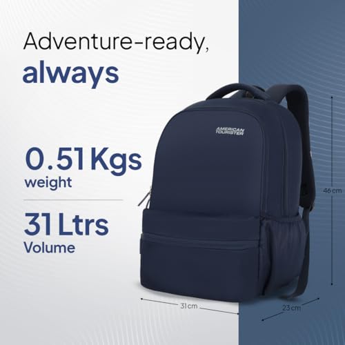 American Tourister Lex Style 01, 31L Volume College and Office Laptop Backpack with Front Organizer and Spacious Interiors for Men & Women - Navy 6 41Iv9BShQzL