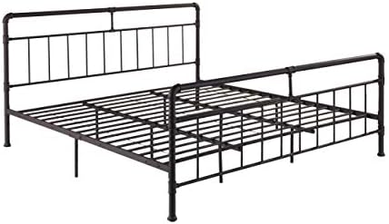 Christopher Knight Home Sally King-Size Iron Bed Frame, Minimal, Industrial, Hammered Copper