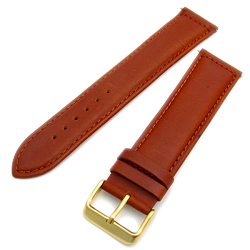 Correa de reloj 20mm XL de piel de becerro acolchada Sorrento con hebilla de oro color bronceado